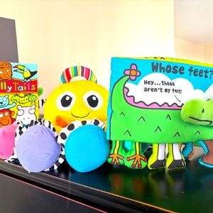 Lamaze, Melissa & Doug, Jellycat. Bundle of 3 infant toys. Plush ,fabric books